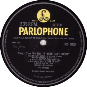 A HARD DAY'S NIGHT yellow STEREO 1