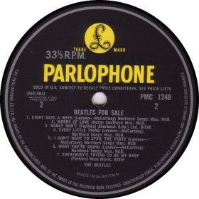 BEATLES FOR SALE yellow MONO 2