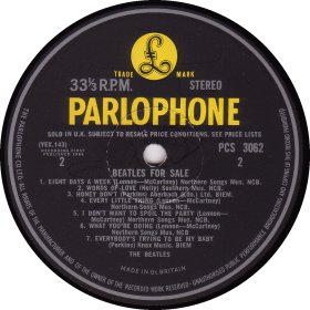 BEATLES FOR SALE yellow STEREO 2