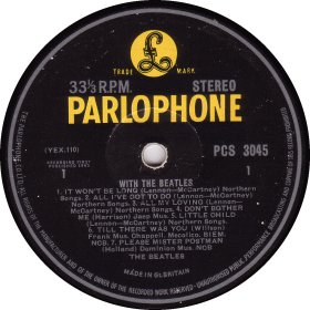WITH THE BEATLES yellow STEREO 1