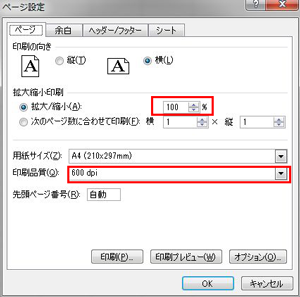 Excel2010/2007ページ設定2